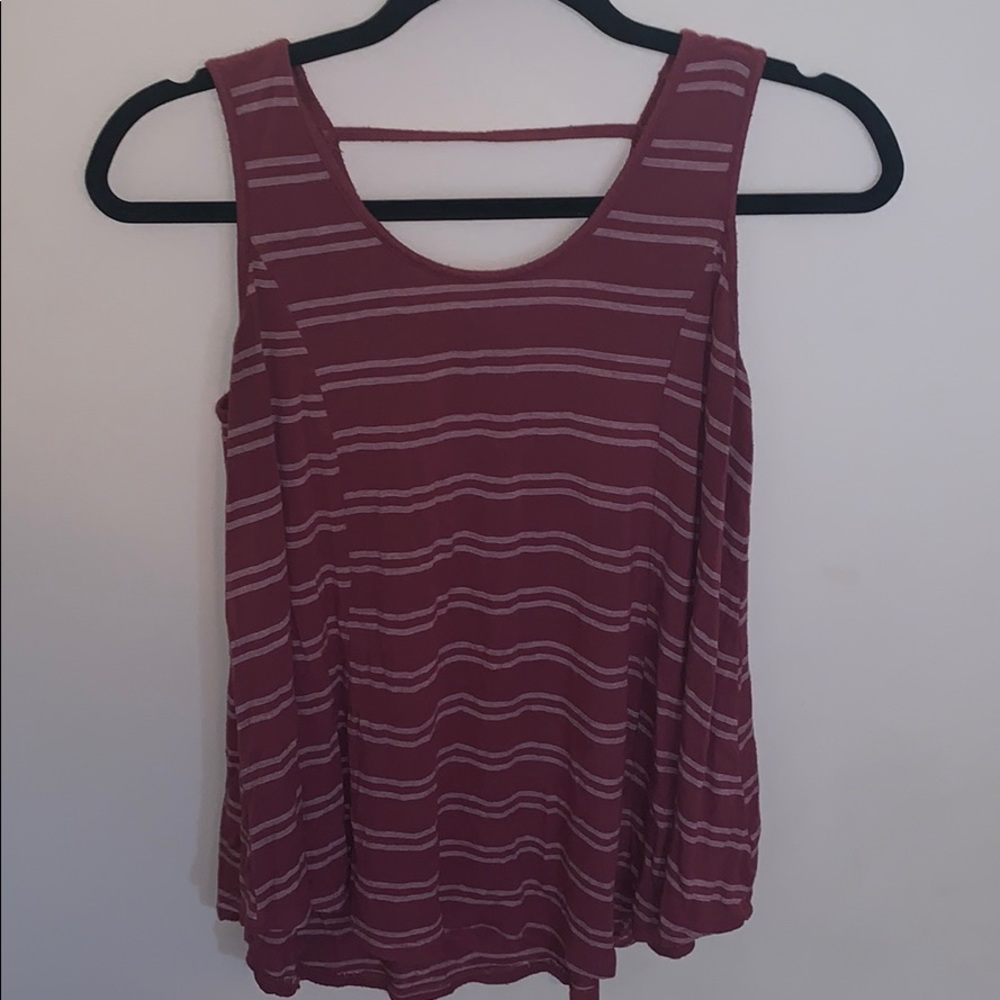OLIVE & OAK MAROON STRIPED TANK TOP